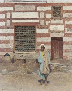 Alphons Leopold Mielich Painting - Un árabe delante de su casa Alphons Leopold Mielich Escenas orientalistas
